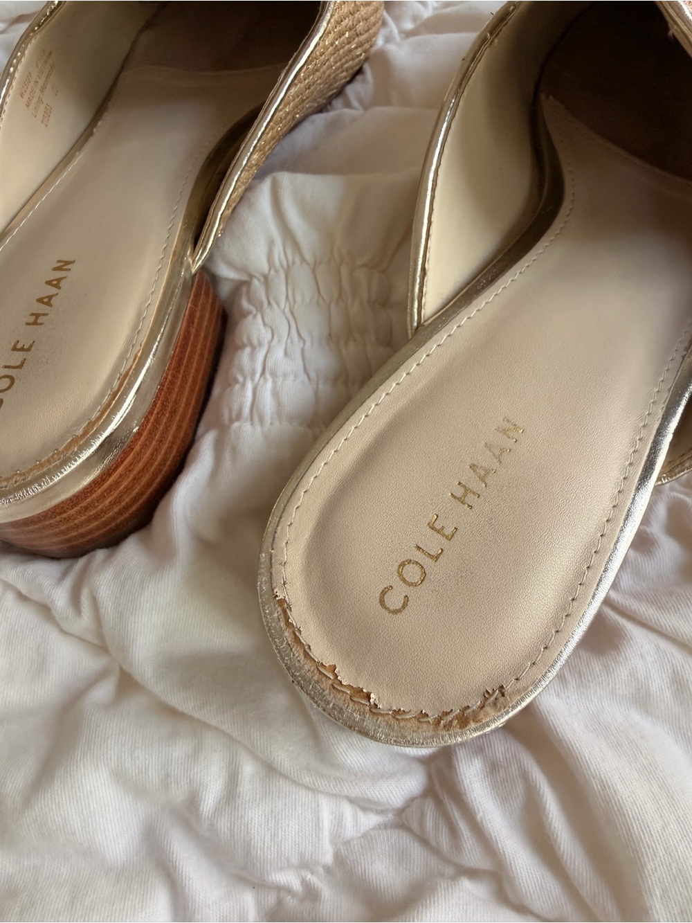 Cole Haan Tan Raffia Pointed-Toe Mule Slides - Picture 4 of 6